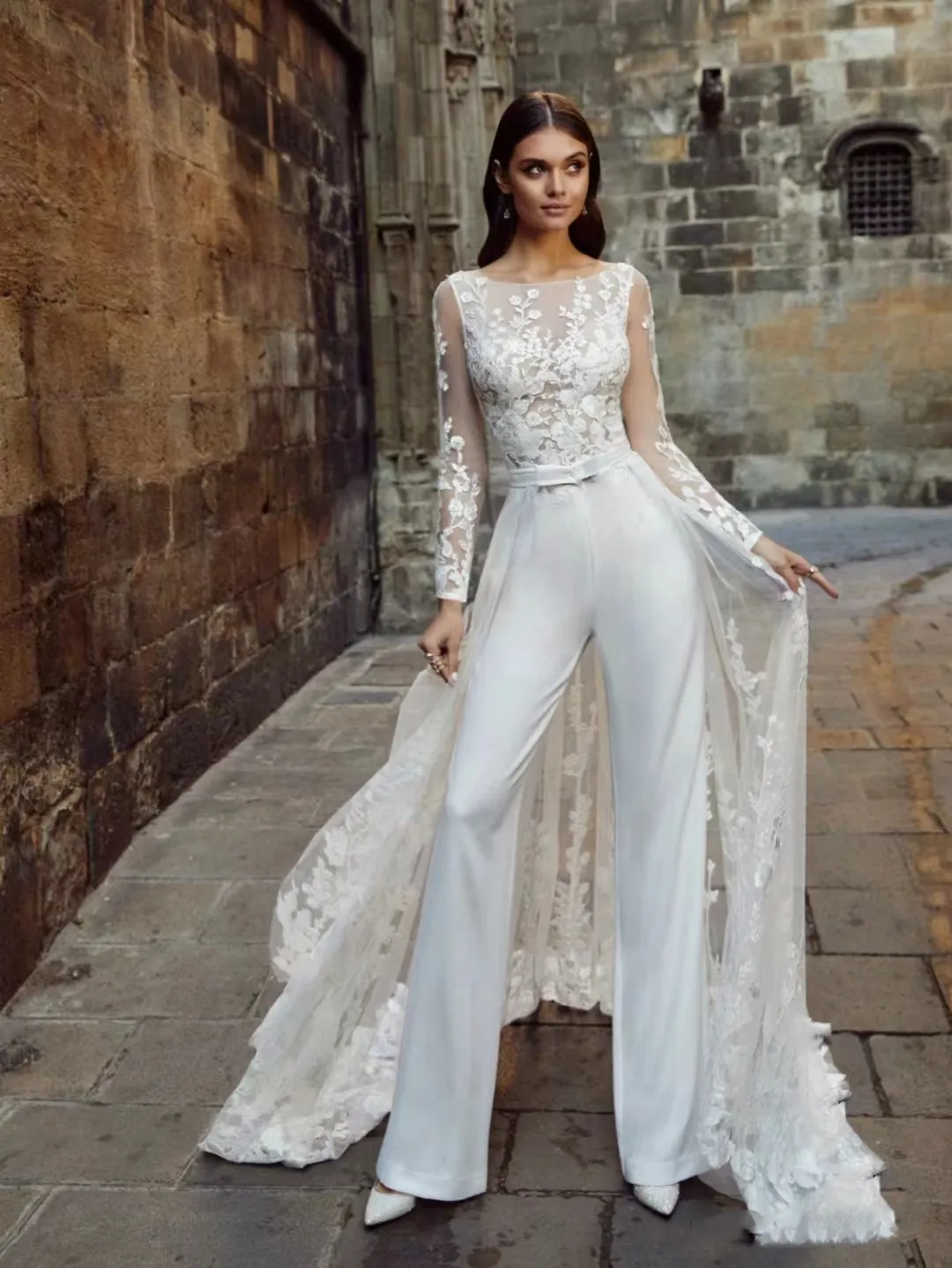Lace pantsuit sale wedding