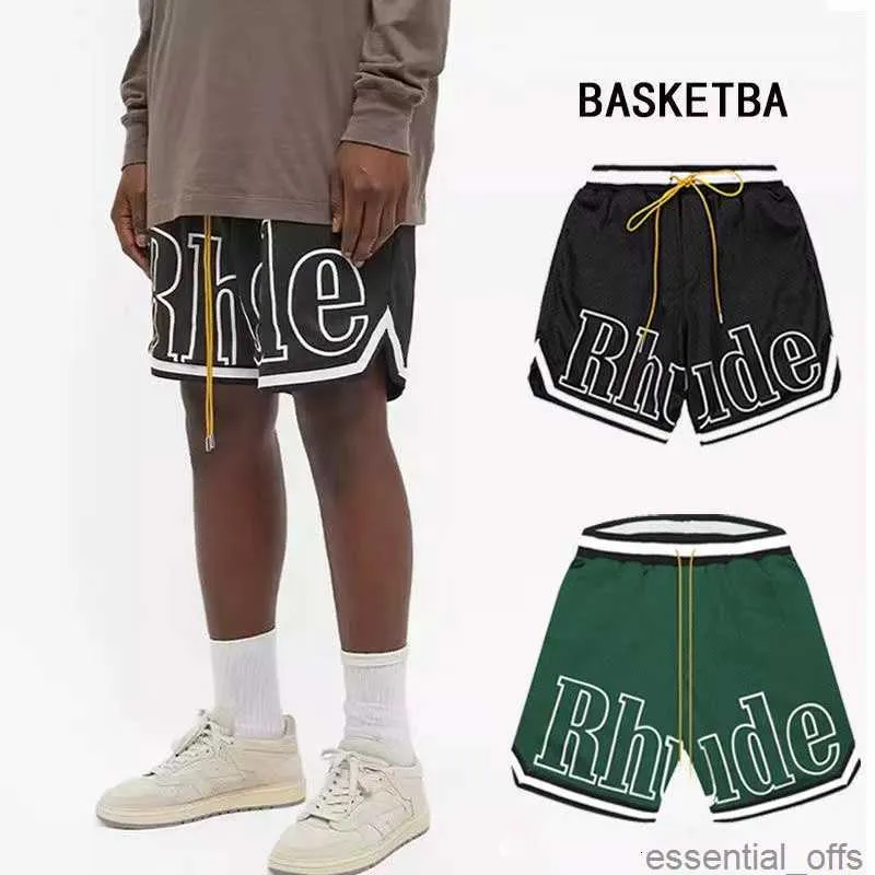 Rhude Mens Mesh Shorts Moda Hombre Mujer Casual Reflective Skateboard Hip Hop Beach Rhude Pocket Alta calidad Border Short Tamaño asiático