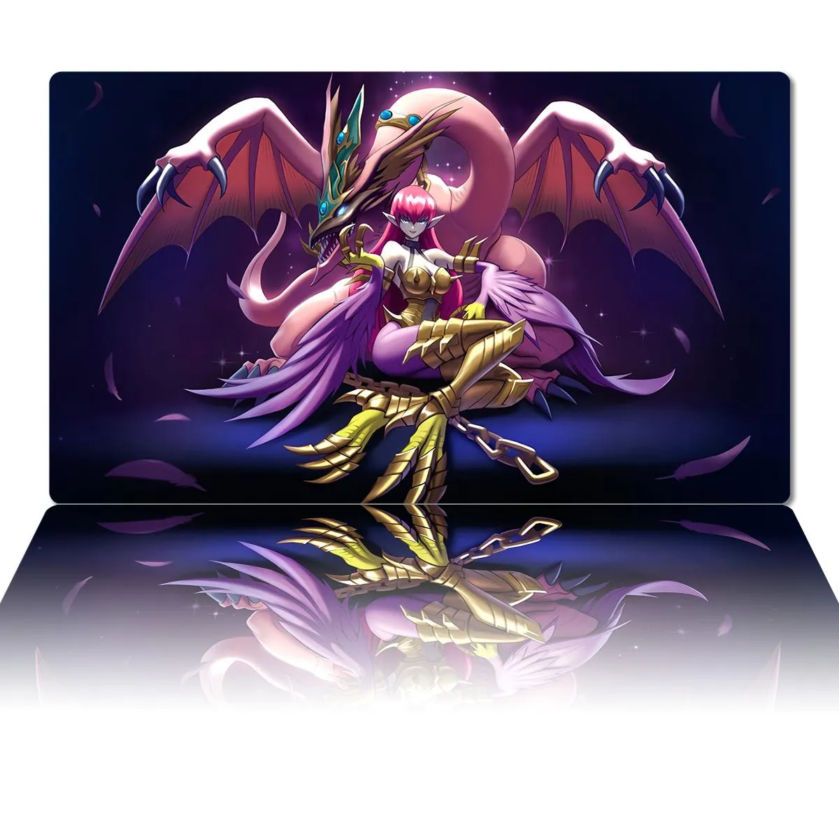 Коврики YuGiOh Playmat Harpie Lady and Pet Dragon Mat TCG CCG OCG Коллекционный карточный игровой коврик Аниме Коврик для мыши Настольный коврик Зоны Бесплатная сумка 60x35 см