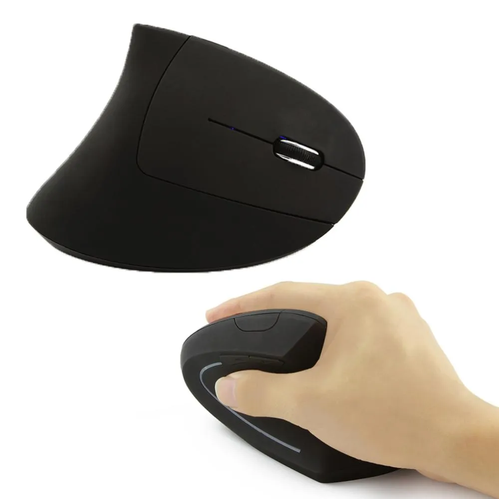 Topi 2,4 GHz Topi ottici wireless verticali ergonomici con ricevitore USB per laptop PC desktop (nero)