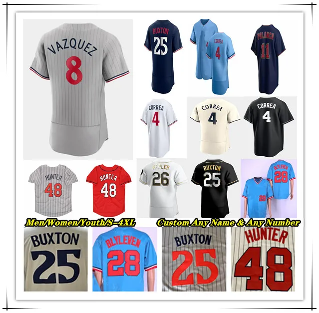 Jersey Baseball Carlos Correa Byron Buxton Michael A. Taylor Jose Miranda Trevor Larnach Joey Gallo Donovan Solano Kirby Puckett Max Kepler Twins Pablo Lopez Vazquez