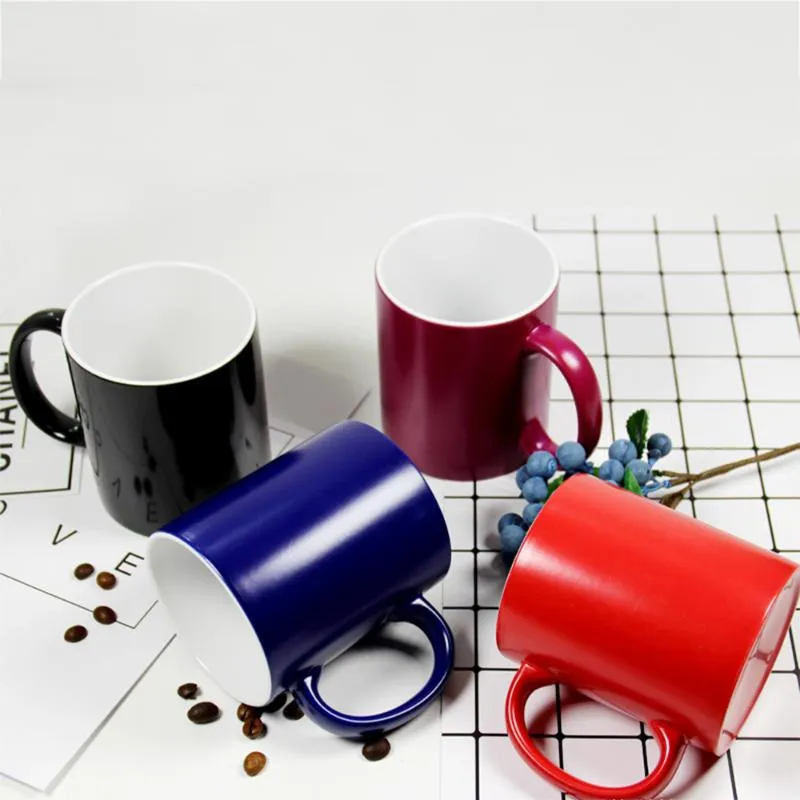 Mugs DIY Personalized Magic Ceramic Mug Heat Sensitive Color Cups Changing Coffee Milk Gift Print Pictures Po Matte Surface Layer