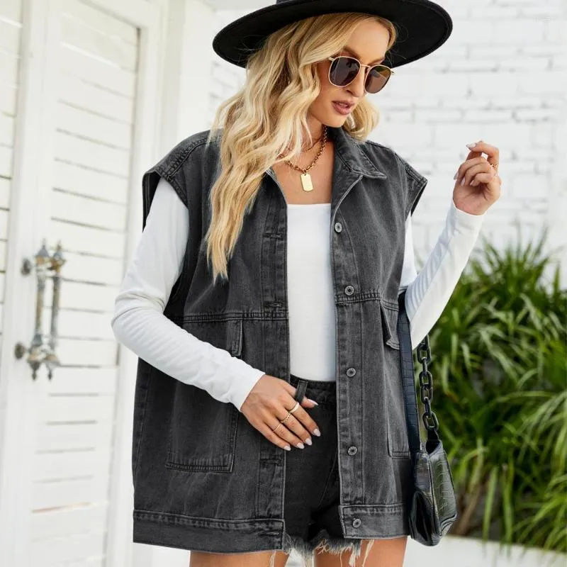 Gilet Da Donna Gilet Senza Maniche In Denim Alla Moda Cappotto Con Grandi  Tasche Gilet Casual In Jeans Capispalla Retrò Da Donna Con Cappuccio Da  23,04 €