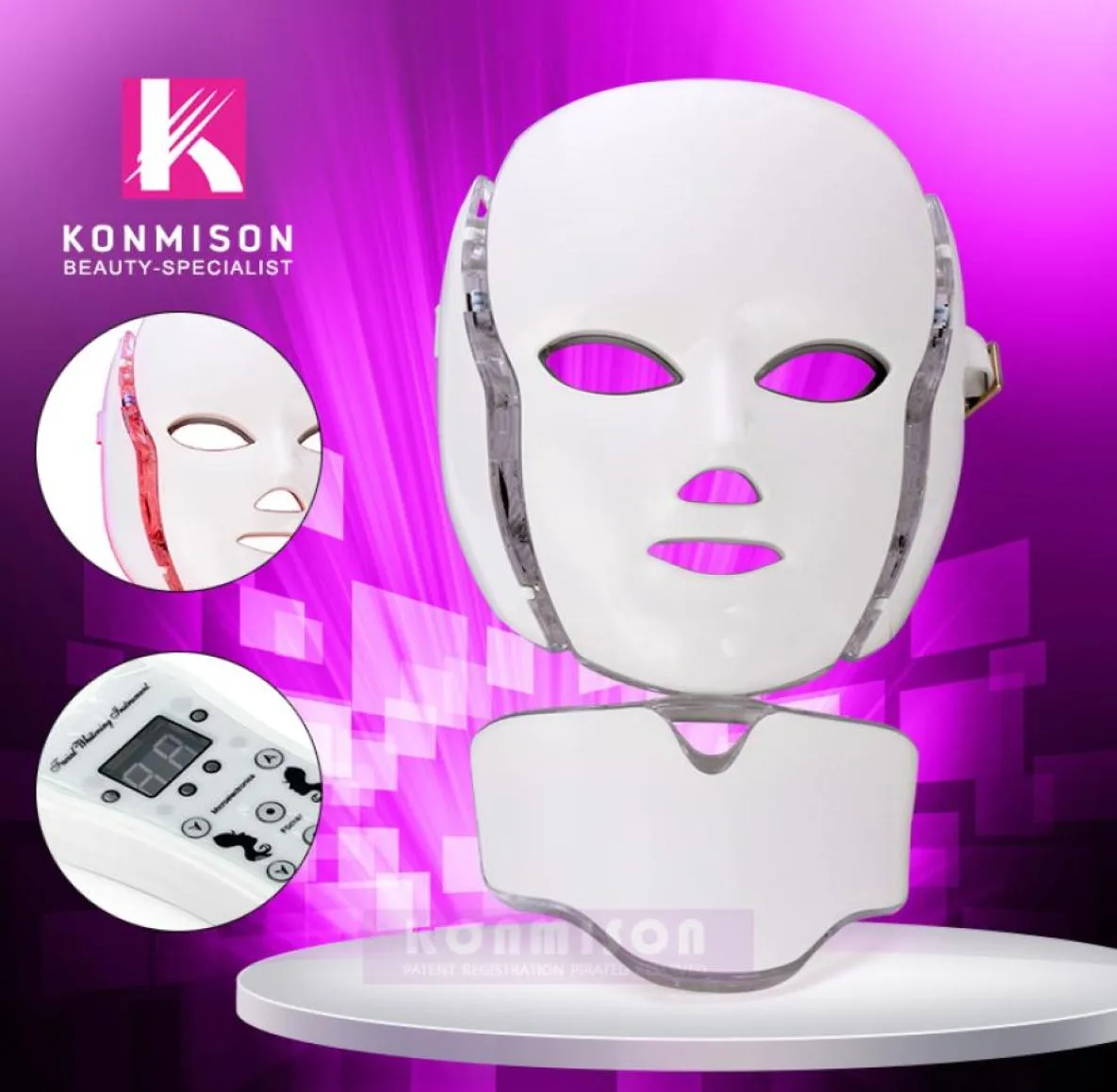 LED Facial Mask 7 Pon Colors For Face And Neck Light Therapy Skin Rejuvenation Facial Machine