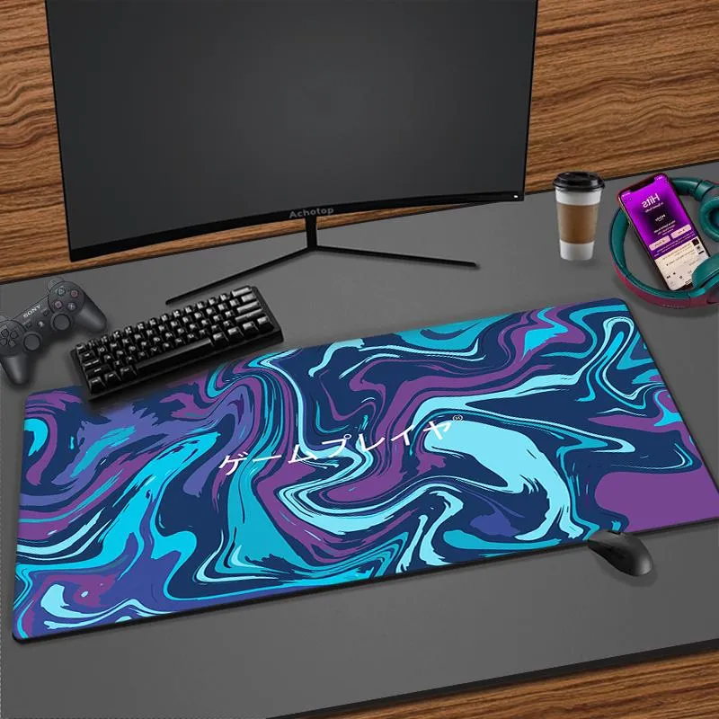 青い紫色のアートマウスパッドPCゲーマーゲーミングマウスパッドXXLマウスマットキーボードデスクマットテーブルカーペット熟成コンピューターラップトップDIYパッド