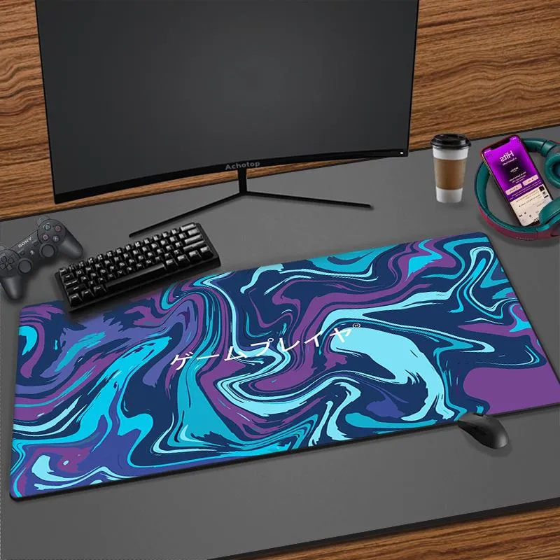 Poggia Blu Viola Art Mouse Pad Pc Gamer Gaming Mousepad XXL Tappetino per mouse Tastiera Tappetino da tavolo Tappeto da tavolo Mausepad Computer portatile Pad fai da te