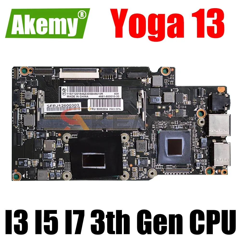 Carte mère pour Lenovo Yoga 13 Yoga13 ordinateur portable Carte principale avec i3 I5 i7 3th Gen CPU 90002034 90002038 90000652 90002041