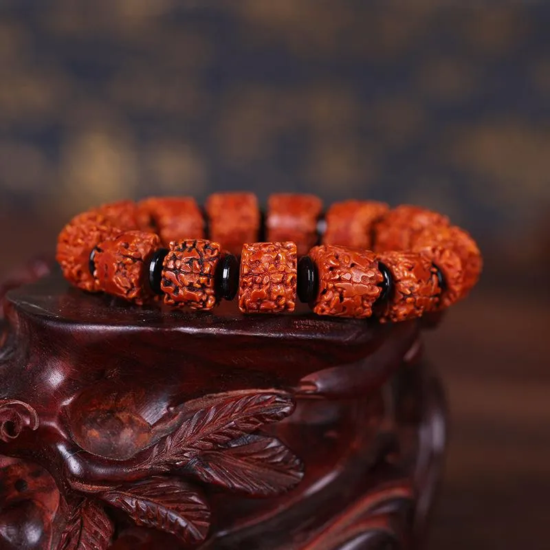 Strand pärlstav strängar vajra bodhi pärla armband grossist naturläder röd tandlös vara rosenkräm smycken