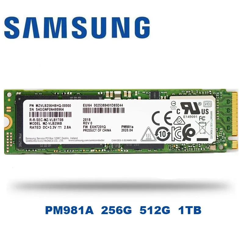 Napędy Samsung SSD M.2 PM981A NVME PCIE 3.0 x4 256 GB 512GB Wewnętrzne napędy stałego stanu stałe M2 DYSKTOP LAPTOP