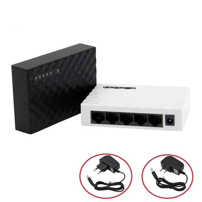 Controllo 5 porte Porta Gigabit Mini Switch Network Switch da 1000 Mbps Ethernet Smart Switcher Performance con adattatore di alimentazione