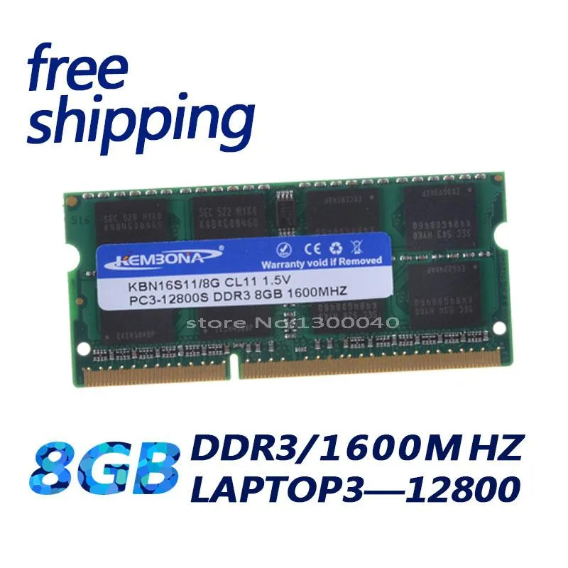 RAMS KEMBONA EXCÉRENTION GRATUITE DDR3 PC12800 1.5VRAM DDR3 1600MHz 8 Go (pour toute carte mère) SODIMLM RAM DDR3 Mémoire de carnet