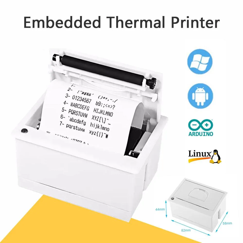 Skrivare 204 Mini Embedded Printer Thermal ESC POS KRAFT Parallellpanel Skrivare USB TTL RS232 Kiosk Printer 58mm Barcode Arduino