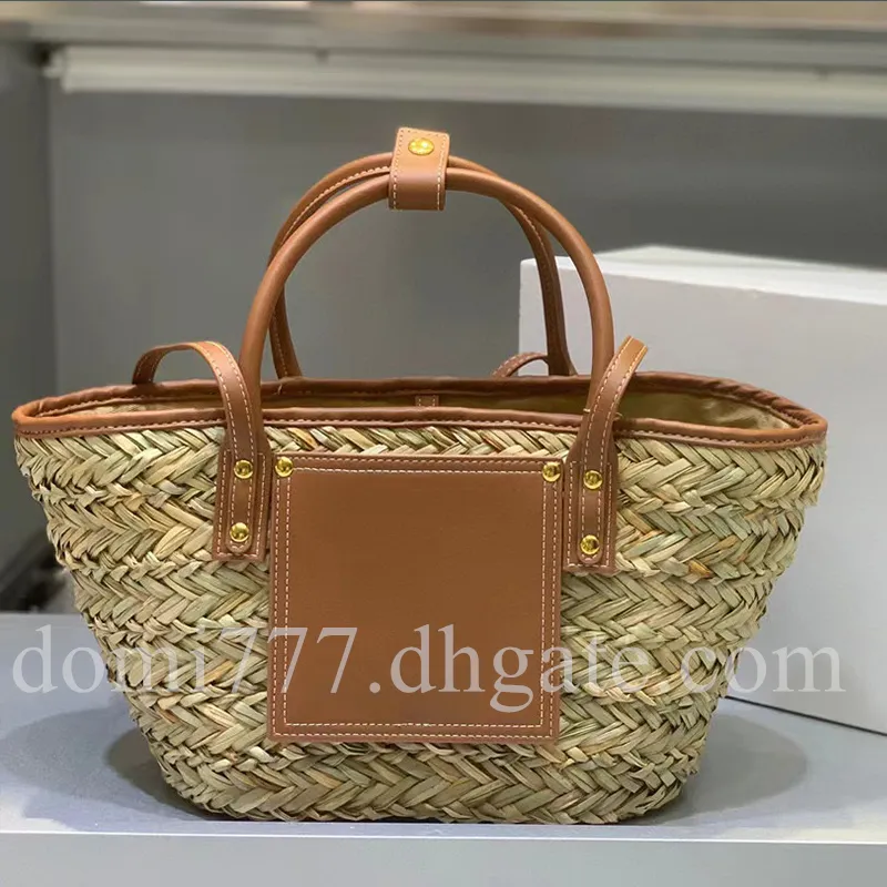 With Golden Letter Logo Fashion Lafite Grass Woven Women`s Handbag Shoulder Bags Crossbody Shopping Bag 34x17cm