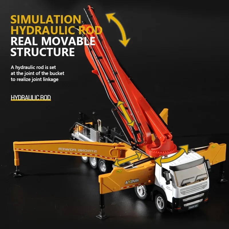 Diecast concrete pump truck deals