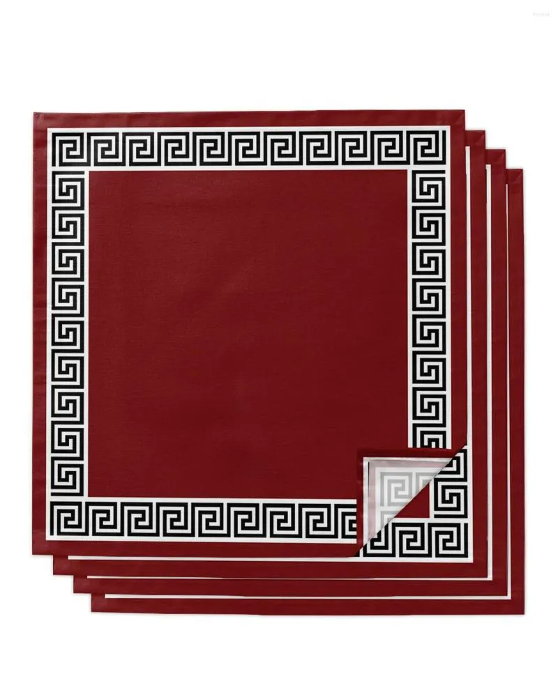 Table Napkin 4pcs Red Simple Chinese Pattern Square 50cm Party Wedding Decoration Cloth Kitchen Dinner Serving Napkins