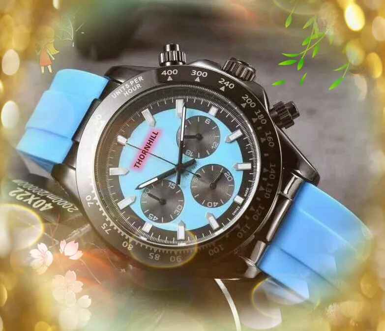 2024 Cool cronometro quadrante grande orologi 43mm movimento al quarzo giapponese orologio da uomo colorato elastico daydate Iced Out Hip Hop tutto il crimine auto data orologio regali