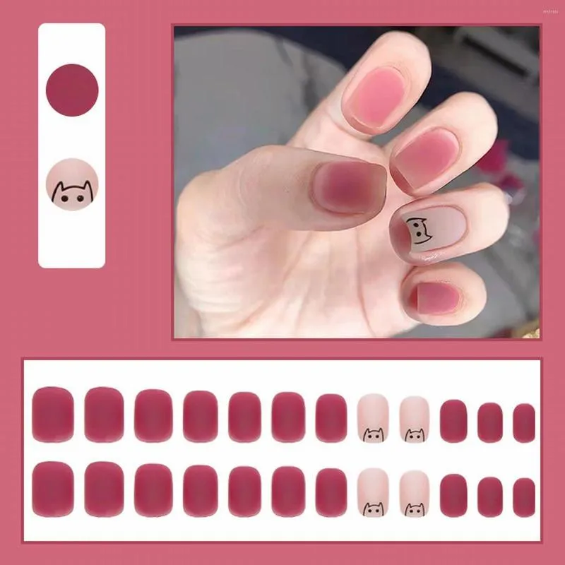 False Nails Wear Nail Polish Color Short Fake Removable Stickers Cute Enhancement Finished Ballerina Tips