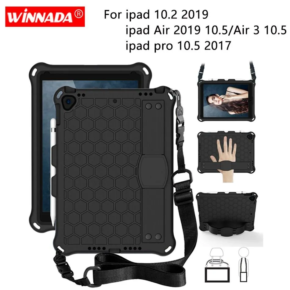 Przypadek na iPada 10.2 Przypadek 8th A2270 Pokrycie tabletu dla iPada 10.2 7. Dzieci okładka na iPad Air 3 10.5 Pro 10.5 Case 9th Gen A2602 + Pasek