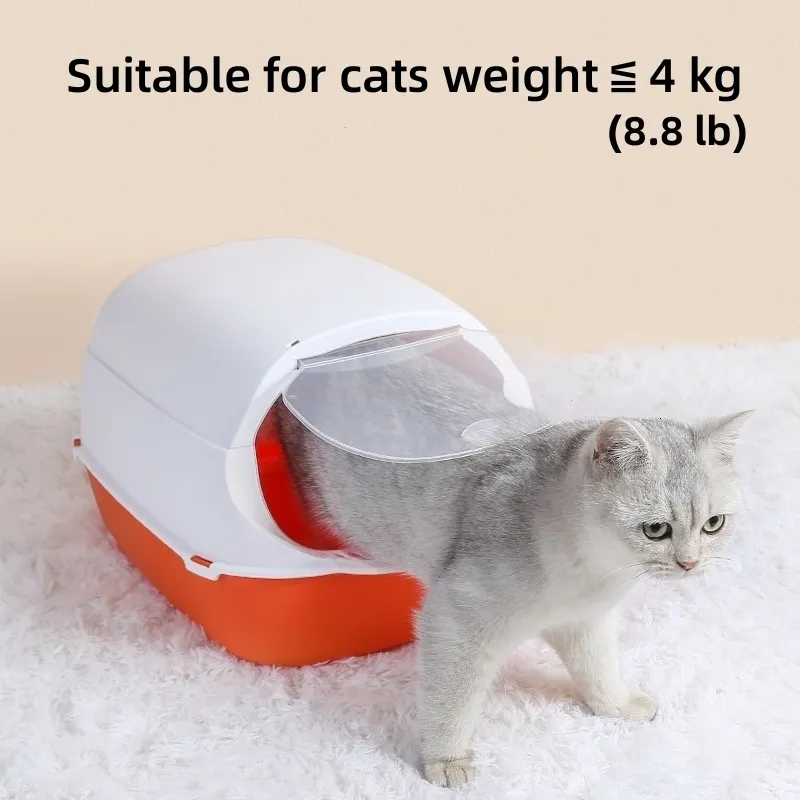 その他の猫用品猫のリターボックス閉じたサンドボックスペットベッドパンキャットトイレアンチスプラッシュ猫スプーンクリーニング用品付きリタートレイ猫のリッターベッドパン230526