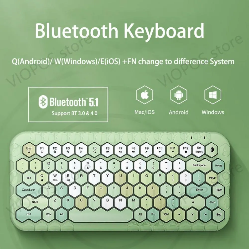 Combos Mofii Honey 2,4 G kabellose Tastatur-Maus-Kombination, gemischte Farben, 83 Tasten, Waben-Tastenkappen, Mini tragbar für Telefon/Tablet/Laptop