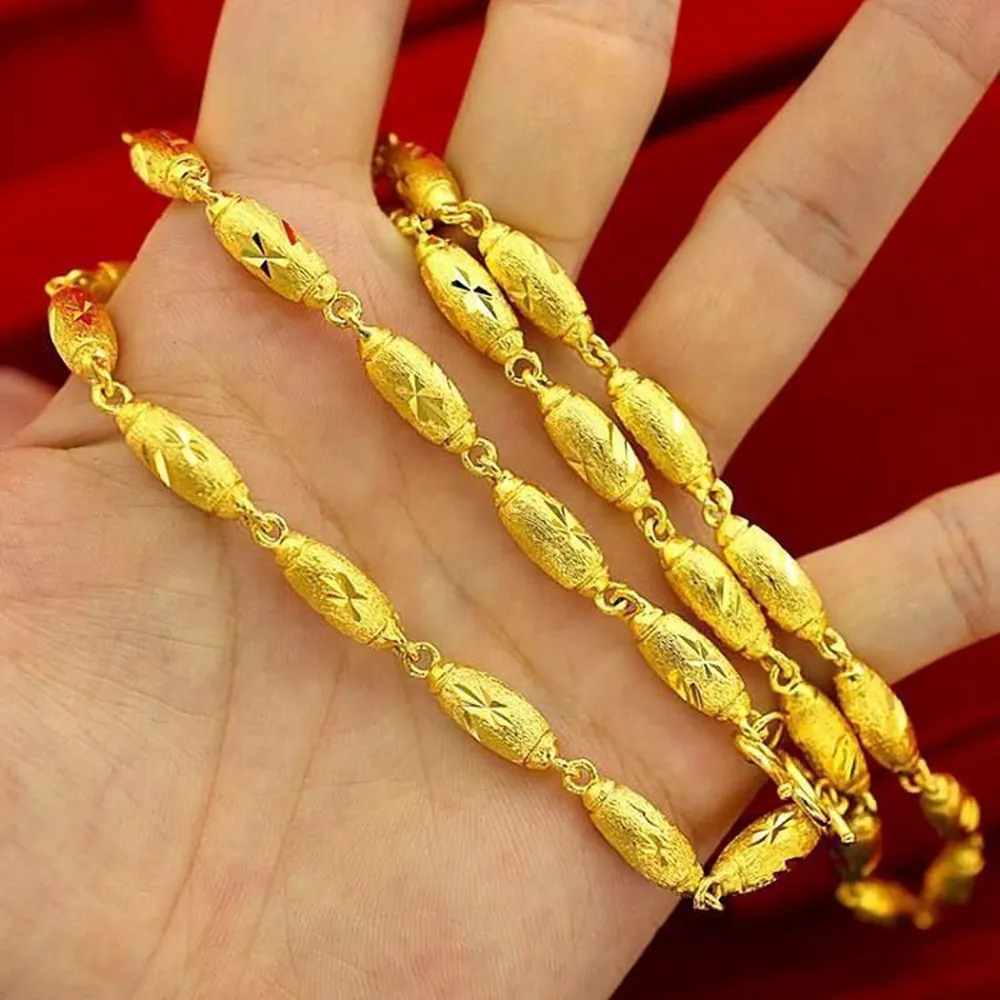 رجال قلادة صلبة سلسلة رابط حقيقي 18 كيلو ليلات الذهب حبات الهيب هوب الذكور الذكور هدية مجوهر