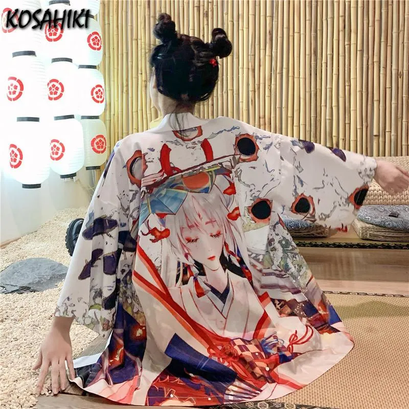 Kvinnors blusar skjortor kosahiki kimono kvinnor japanska yukata kvinnliga kläder cardigan skjorta traditionell kimonos Haori