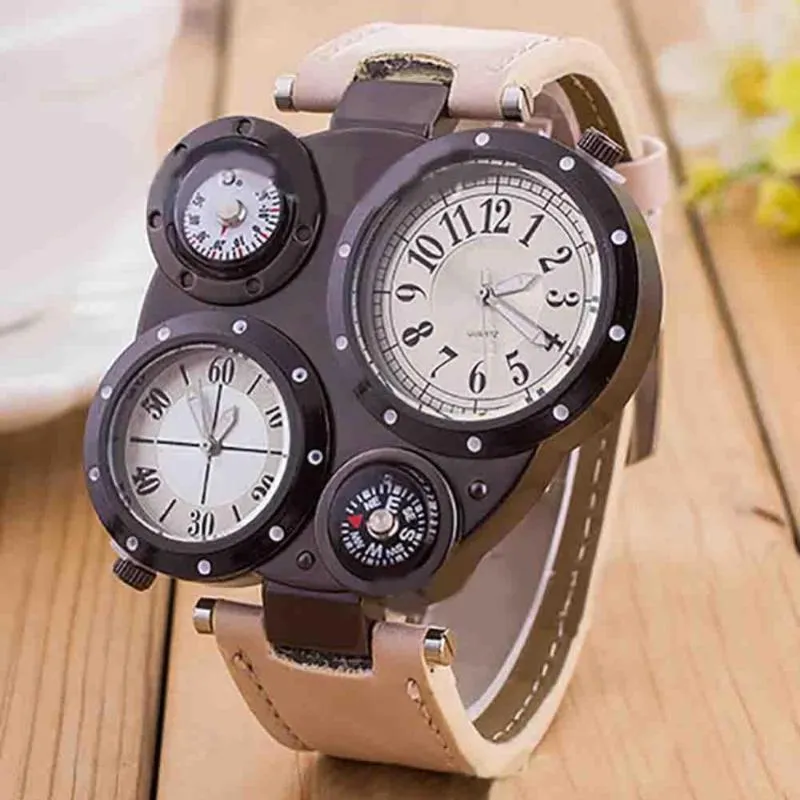 Orologi da polso Orologi da polso digitali creativi a 4 quadranti Orologi da uomo eleganti con doppio movimento al quarzo Orologio sportivo