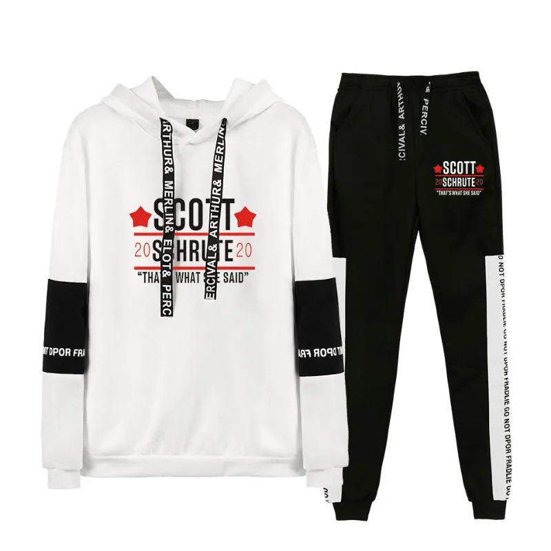 Hoodies pour hommes Sweatshirts Unisexe Tracksuits convient à l'émission de télévision de bureau Dunder Mifflin Casual Two Pieces Set Sweatpants Streetwear Sports Clot2024