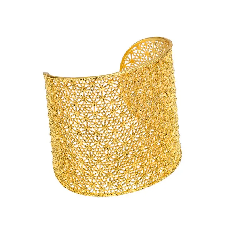 Bangle Braccialetti da sposa algerini di lusso Braccialetti color oro con design cavo per gioielli etnici con polsino da donna