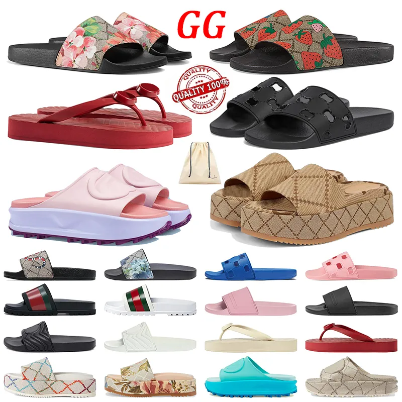 Guccie chaussures pour femmes Designer G sandales célèbre slip Cover flat sandales de luxe pour femmes slip Cover White Rainbow Platform Canvas Slippers Big Wedge