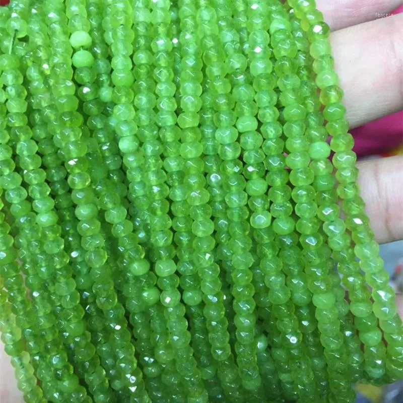 Perles HUANHUAN perle en pierre naturelle pour la fabrication de bijoux Jades calcédoine 2x4mm boulier à facettes bricolage entretoises en vrac 15 pouces B3251