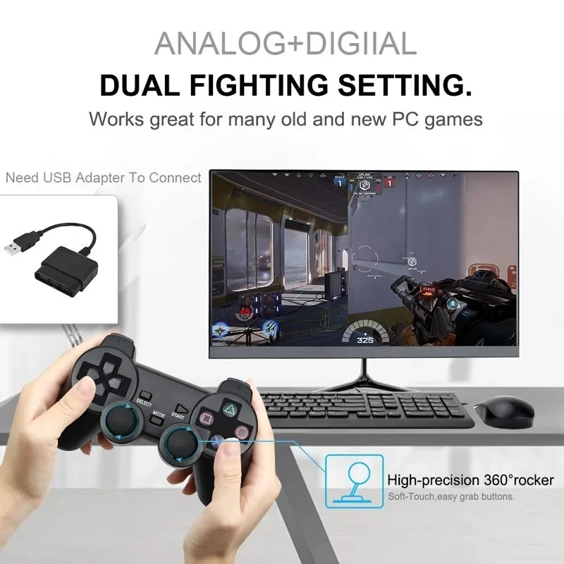 Wireless Controller For Sony Playstation 2 Gamepad Dual Vibration