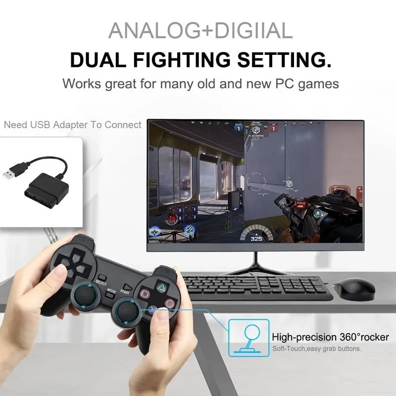 Wireless Controller For PS2/PS1 Gamepad Dual Vibration Shock For Sony Playstation  2 Joypad Joystick Controle