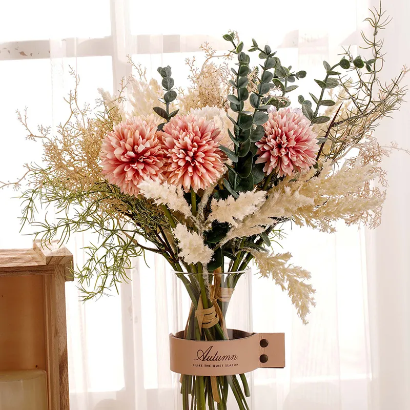 Faux Floral Greenery Artificial Dandelion Flowers Centerpieces for Tables Home Living Room Decor Fake Pampas Grass Wedding Arrangement Bridal Bouquet 230526