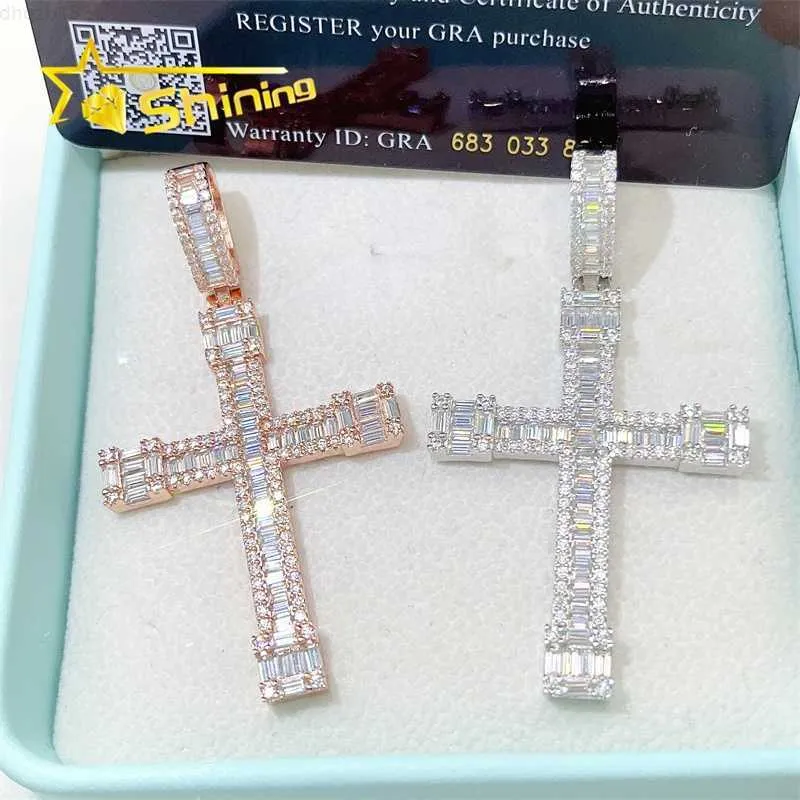 Modeschmuck Anhänger Charms 925 Sterling Silber Kreuz Diamant Vvs Moissanit Anhänger