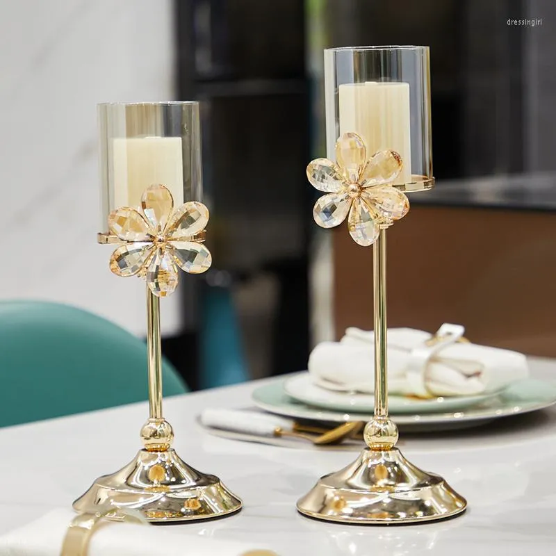 Elegant Crystal Goblet Candlesticks The Range With Metal Base