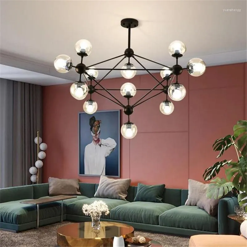 Candelabros nórdicos modernos con bolas de cristal, lámpara de araña, luminaria de suspensión mágica para sala de estar, comedor, decoración del hogar, accesorio de luz