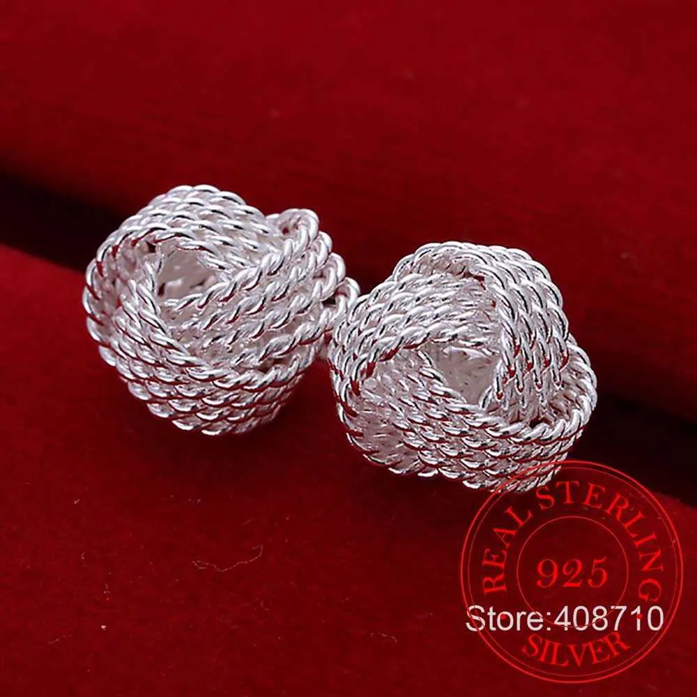 Stud New Fashion Jewelry 925 Sterling Silver Tennis Net Web Stud Orecchini per le donne Ragazze 2020 Summer Style Ball Earring Ear Studs J230529