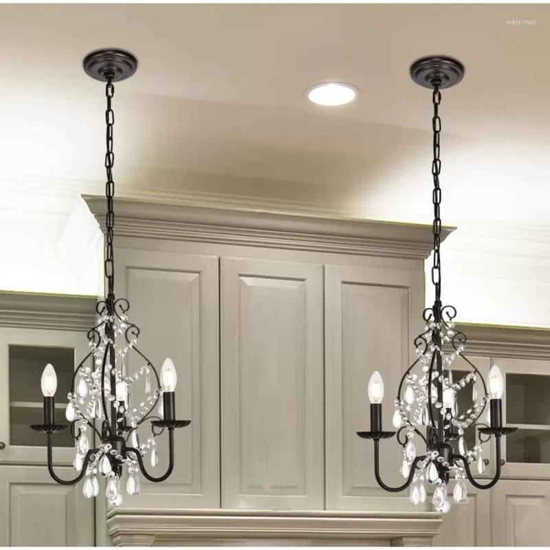 Lâmpadas pendentes personalizadas de cristal europeu Small Lirplight Lamp na sala de estar quarto caseiro criativo americano retro simples