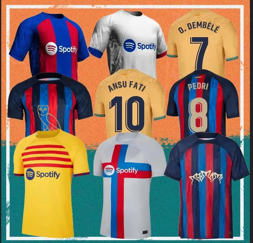 2023-24 Voetbalshirts Aangepaste Thaise kwaliteit Ontwerp je eigen voetbalkleding LEWANDOWSKI GAVI FERRAN camiseta de futbol ROSALIA ANSU FATI RAPHINHA PEDRI