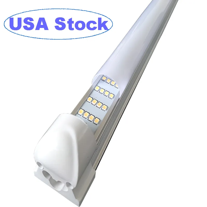 144W 72W 8ft 4ft LED Shop Light 6000K White 4 Row T8 LED 튜브 라이트 픽스 터 카운터 캐비닛 캐비닛 옷장 플러그 및 재생을위한 서리로드 밀키 커버