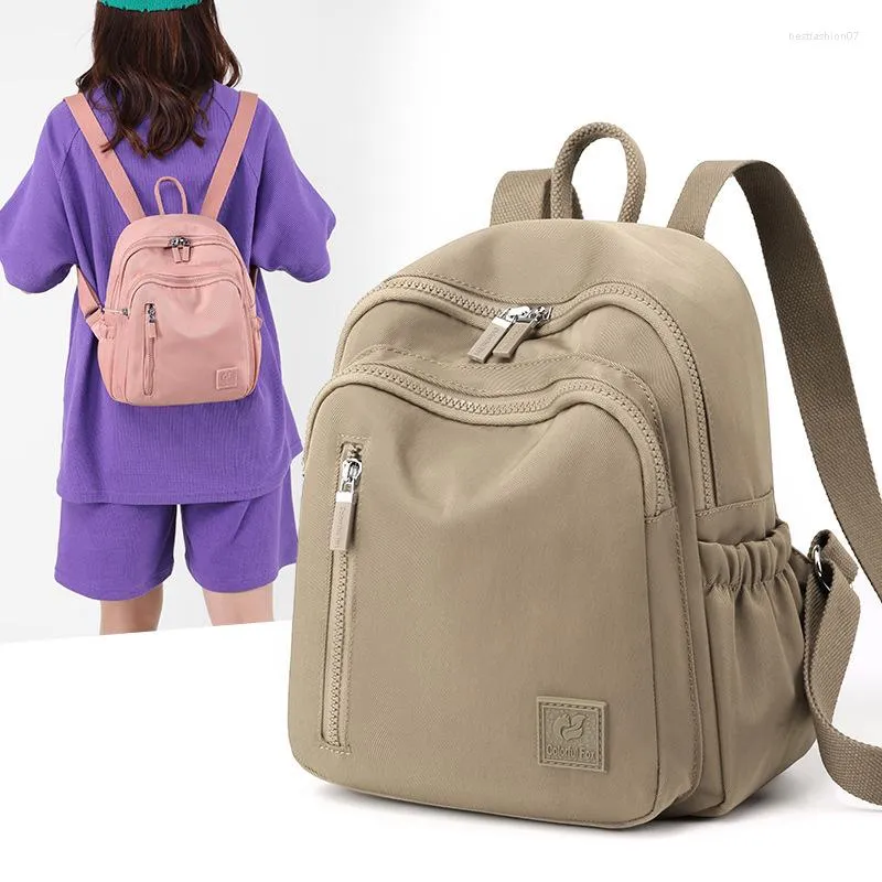 Zaino per borse da scuola per donna Borsa a tracolla doppia impermeabile in nylon da viaggio all'aperto Mini borsa a tracolla in tinta unita