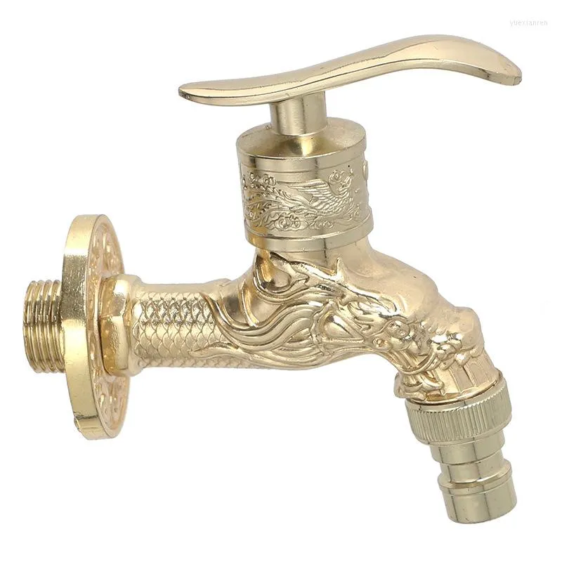 Robinets d'évier de salle de bain 1pcs / lot style européen rétro imitation dragon en forme d'or machine à laver robinet vadrouille piscine dans le mur