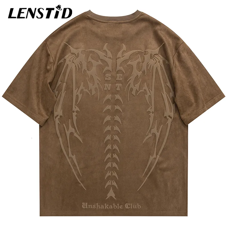 Herrspårar Summer Men mocka kort ärm Tshirts Hip Hop Devil Wing Graphic Print T Shirts Punk Gothic Streetwear Harajuku Casual Tops Tees 230529