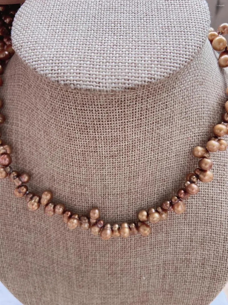 Chaînes en gros autour de 15 "6-9mm forme de calebasse collier de perles de chocolat naturel inachevé bijoux à bricoler soi-même brin unique femmes