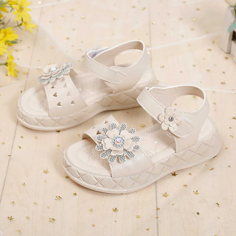 Princess Bowtie Pearl Platform Girls Sandals For Girls Beige Pink