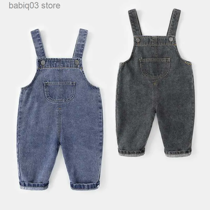 Rompers Fashion Baby Denim Pants Spring Enfant Bojowal Rompers Baby Boy Spodnie dla małego szkieletowego dżinsowe ubrania dla dzieci T230529