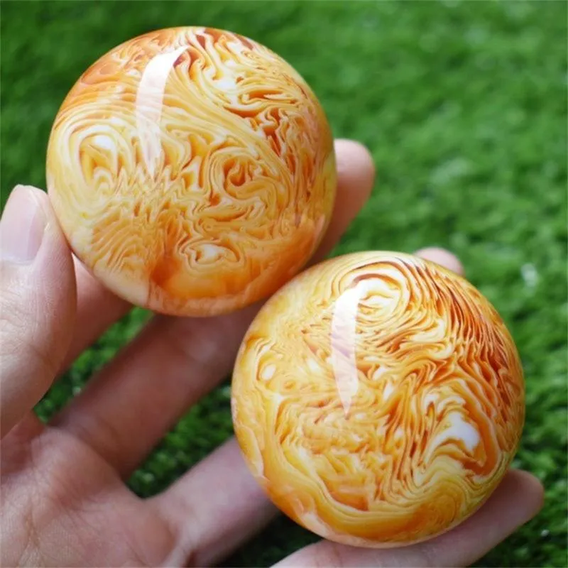 Nieuwe items 1 Paar Natuurlijke kunst Amber Beeswax Ball Onl Crystal Sphere Healing Stone Decor 50mm
