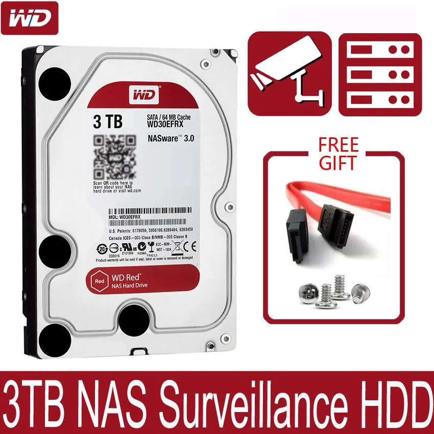 Drives WD30EFRX Network Storage 3.5 '' NAS hårddisk röd disk 3TB 5400 rpm 64m Cache SATA III 6GB/S 3000 GB HDD HD Harddisk