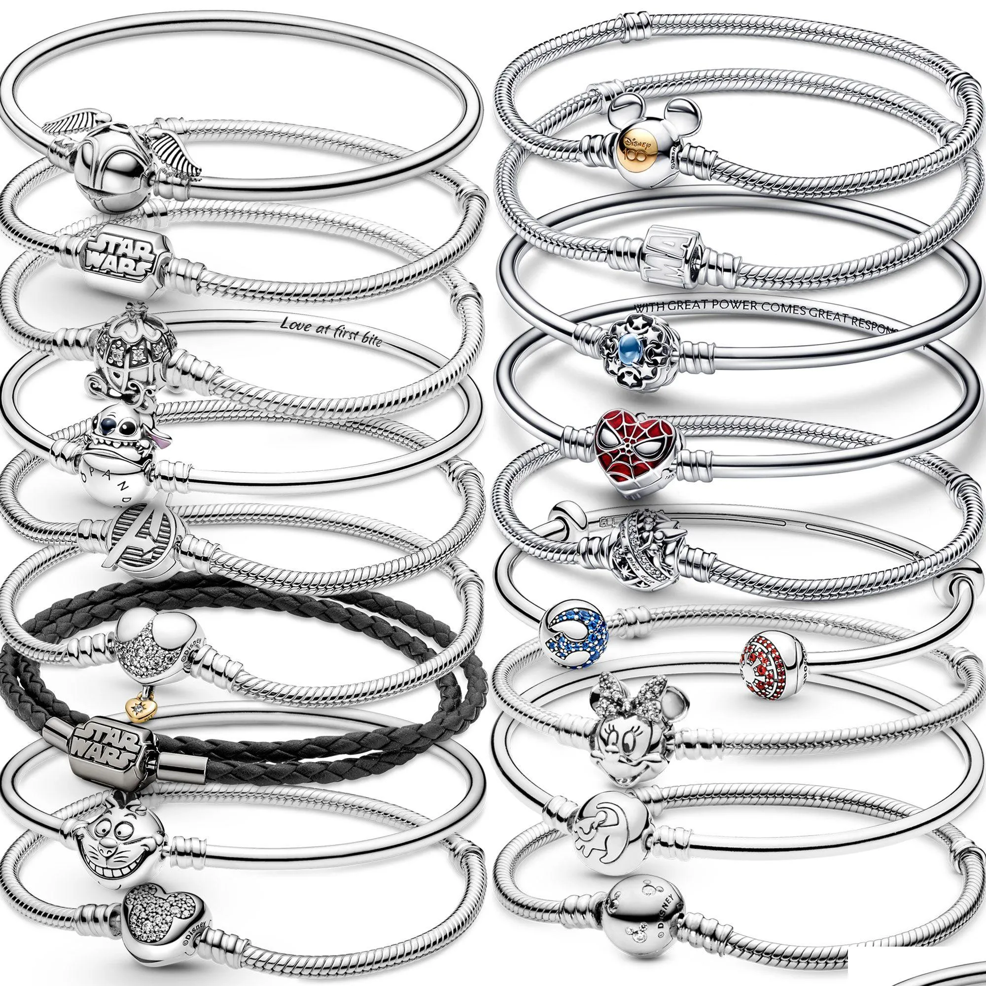 Charm-Armbänder Das Pandora-Armband aus 925er-Sterlingsilber eignet sich für die Herstellung klassischer weiblicher Schmuckstücke und Modeaccessoires im Großhandel Dhvgz